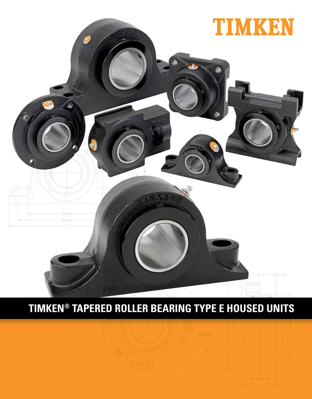 Timken E Blocks (Inch Sizes)Pillow Block; 2 Bolt Base